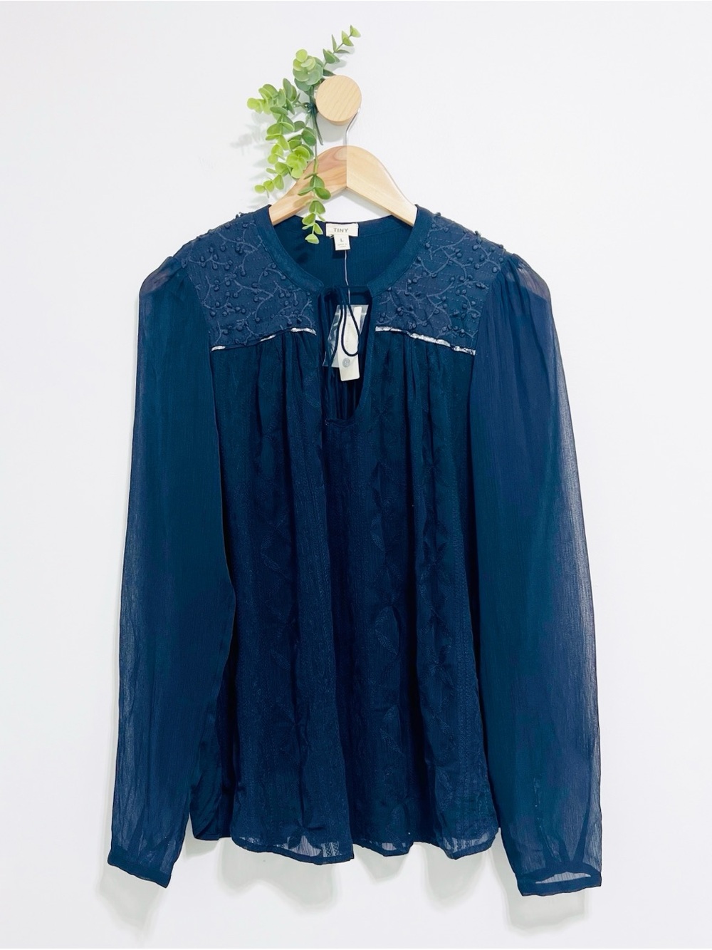 NWT Anthropologie Tiny Navy Embroidered Long Sleeve Boho Blouse
